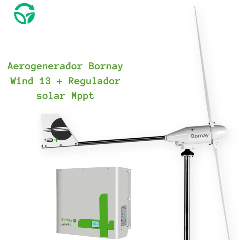 kit aerogenerador bornay wind 13 y regulador solar mppt